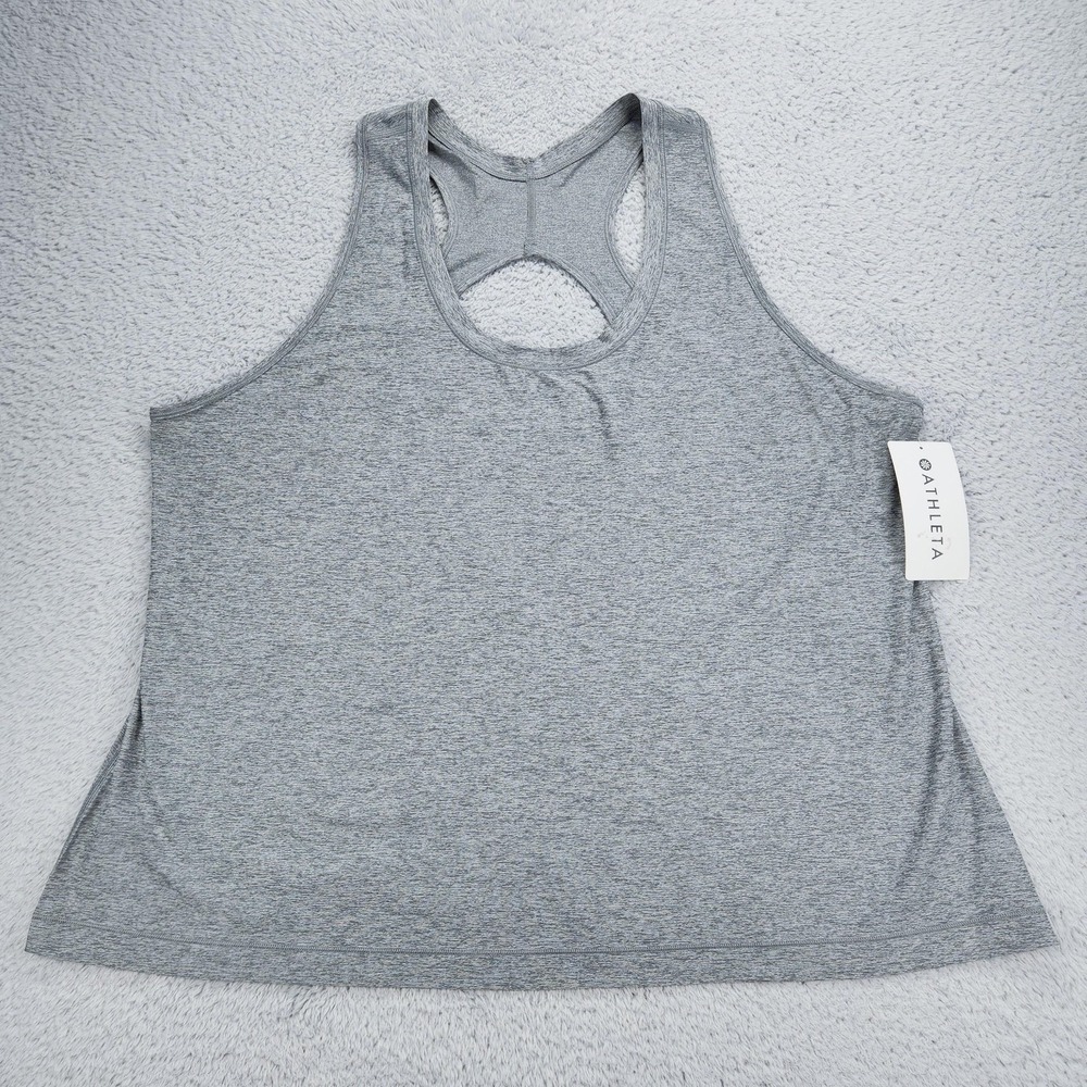 Athleta Nitro Tank Top Womens 3X Gray Nitro Heather Keyhole Back Workout